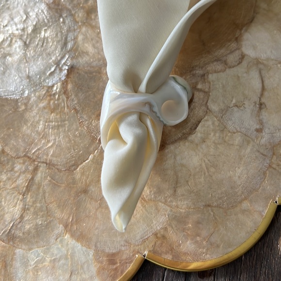 VINTAGE capiz shell placemats - with coasters, embroidered napkins, napkin rings - Picture 8 of 11